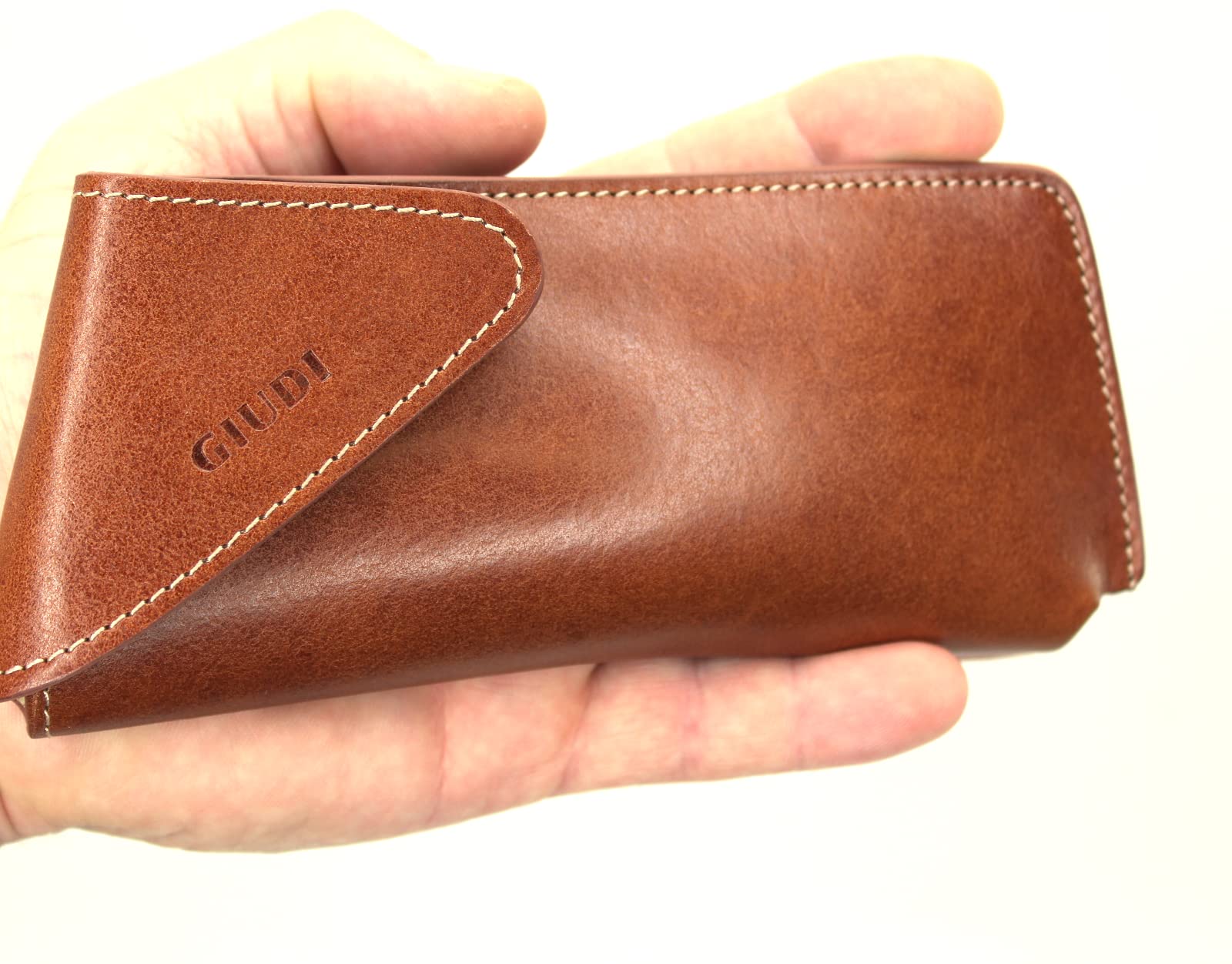 Generisch GIUDI ® etui na okulary, skóra, koniak, 19x10x2,5