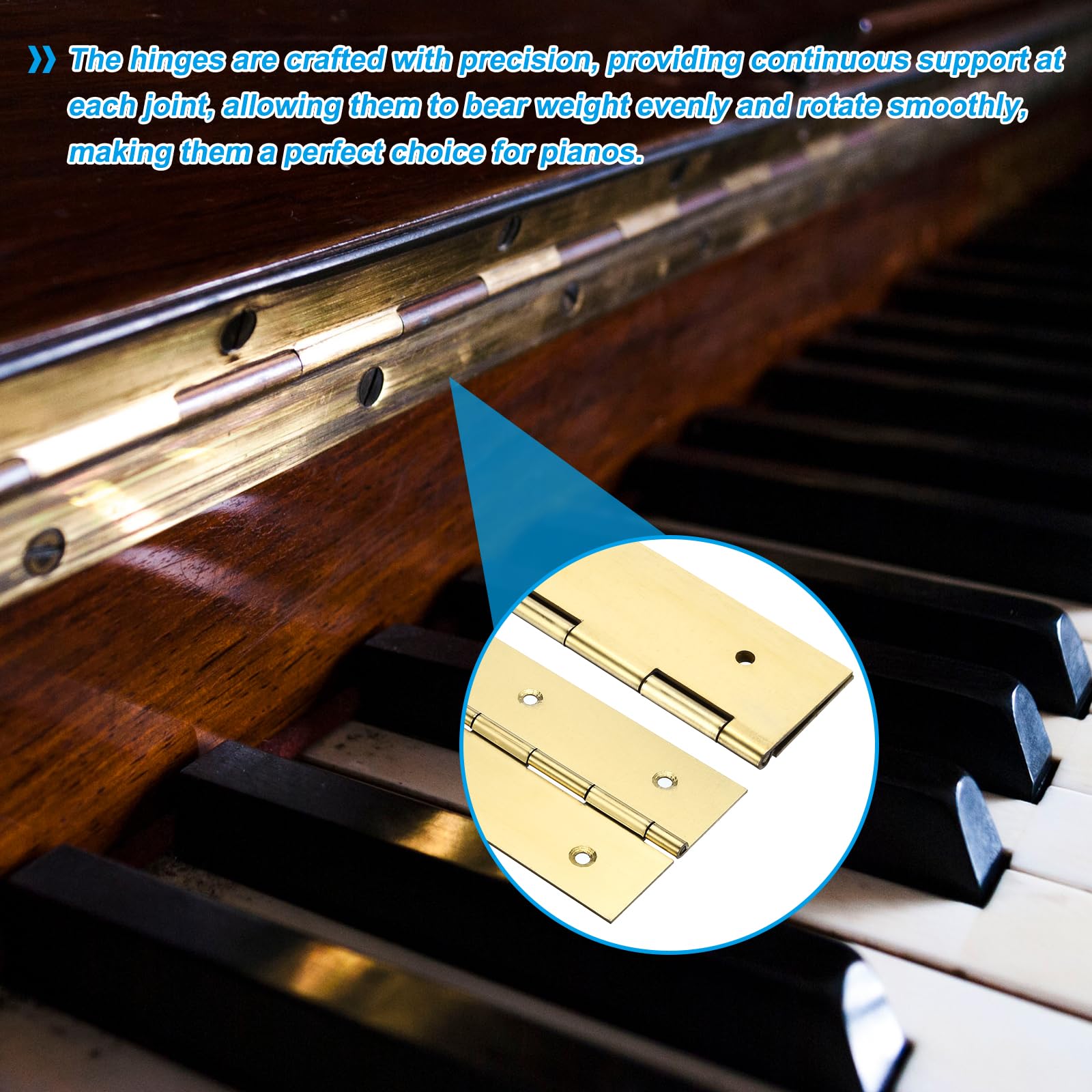 uxcell Paquete de 2 bisagras de piano, bisagras continuas de acero inoxidable de 30 pulgadas y bisagras de piano de 3 pulgadas de ancho abierto de 0.06 pulgadas de grosor, bisagras de piano