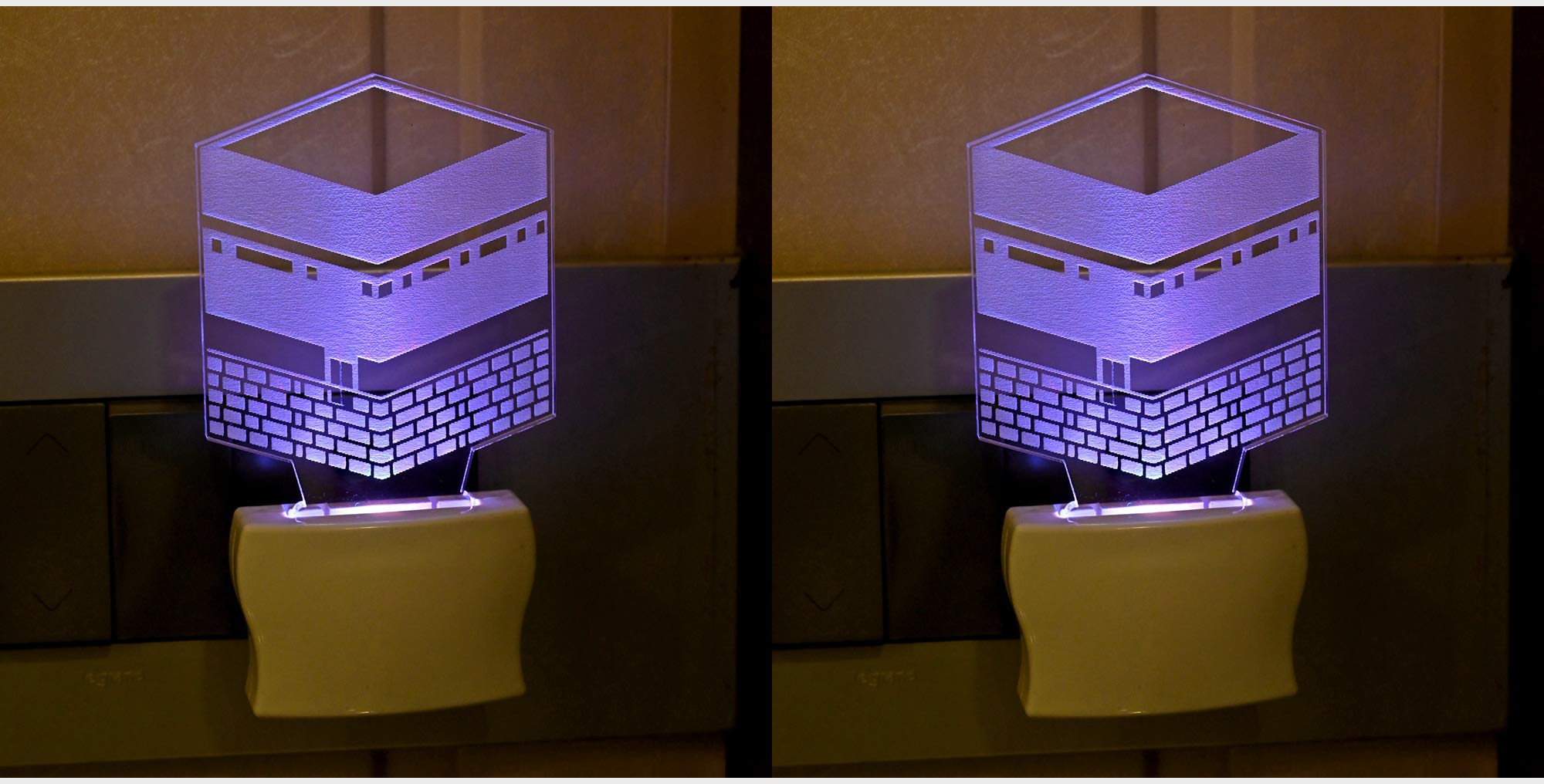 Somil 3D Illusion Effect kabba Red, Blue and Green Colour Led Night Lamp, Self Color Changing, Dia: 5 X 10 X 5 Cm, Pack of 2