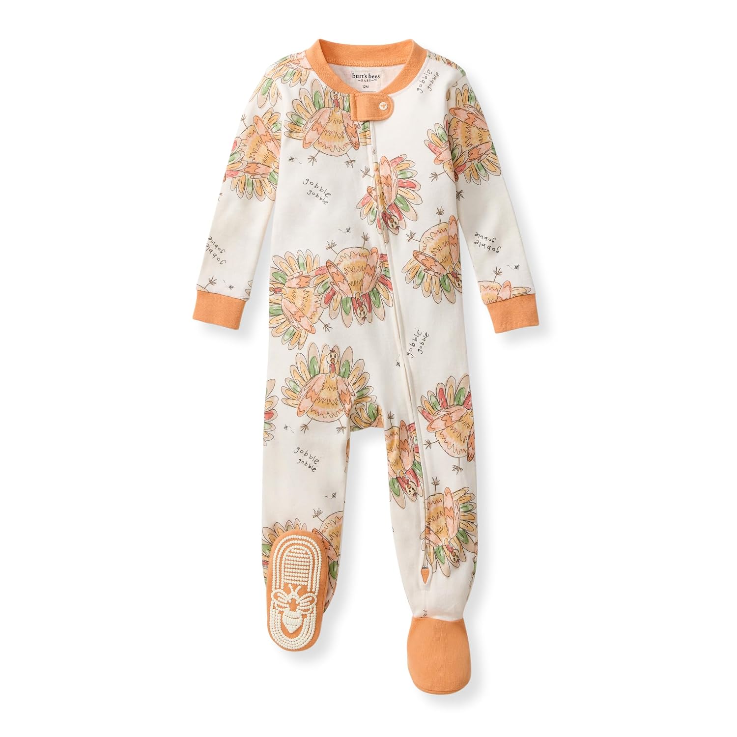 Burt's Bees Baby Baby Girls Pajamas, One-Piece Footed Sleeper PJs, Non-Slip Snug Fit for Infants 12, 18, and 24 Months