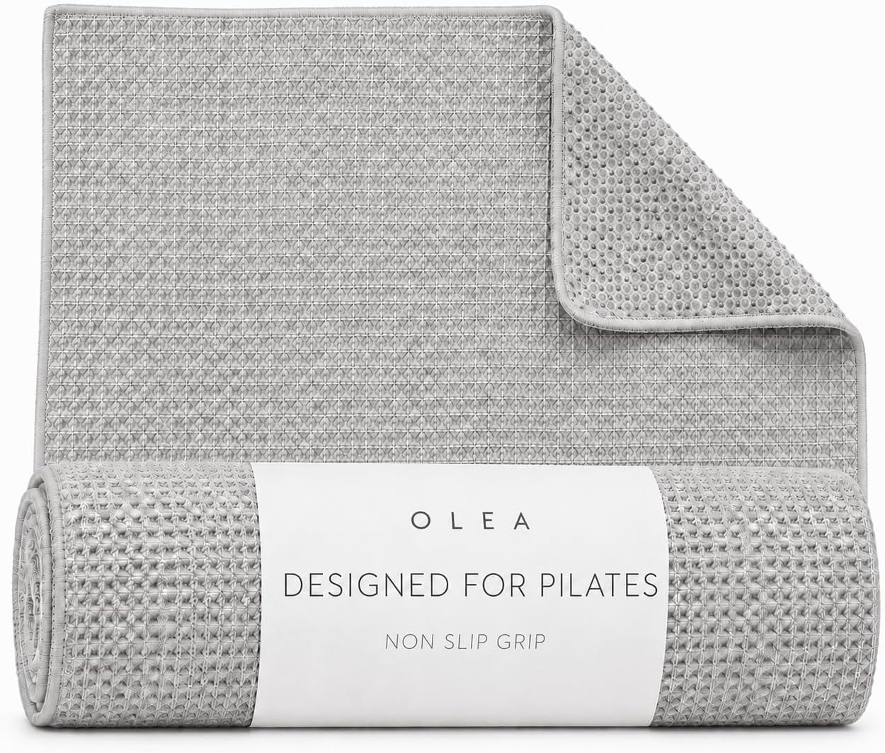Olea Pilates Mat Towel, Designed for Pilates, Non-Slip Grip, 72x24, Grey