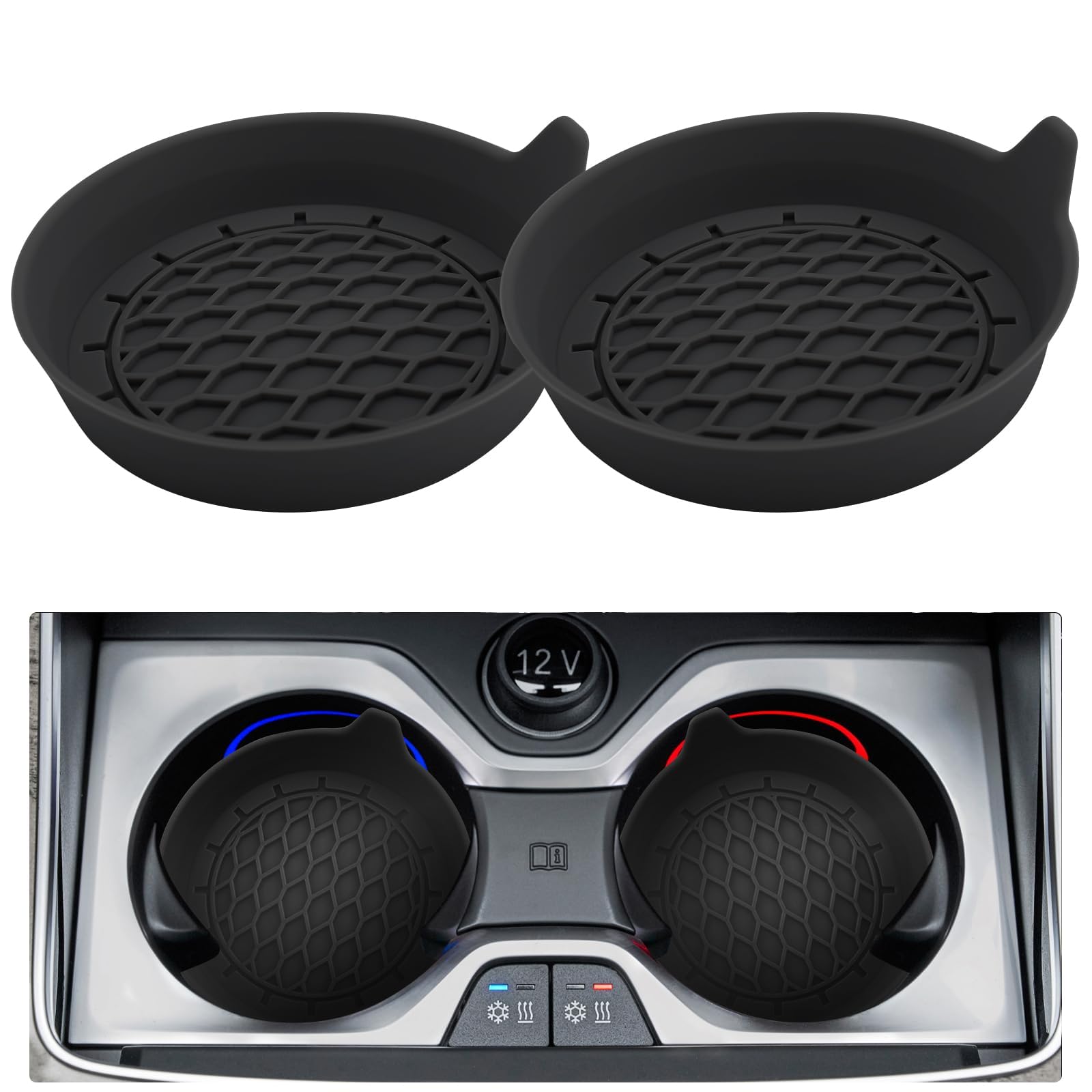 QZMREVKPD Car Coasters, for Hyundai i30 i30N 2017-2024 i30 Fastback 2020-2025 Car Cup Holder Coasters Vehicle Cup Coasters Interior Accessories Drink Coasters Mats Inserts,A