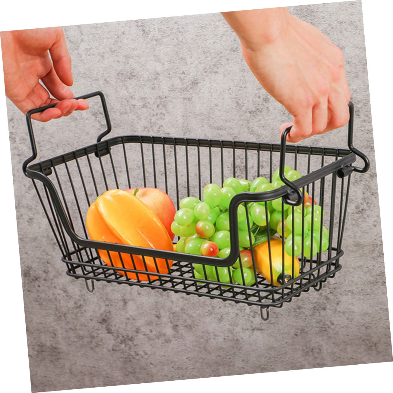 Drahtkorb Obstkorb Metall Aufbewahrungskorb Küche Schreibtisch Organizer Schwarz Multifunktional Platzsparend