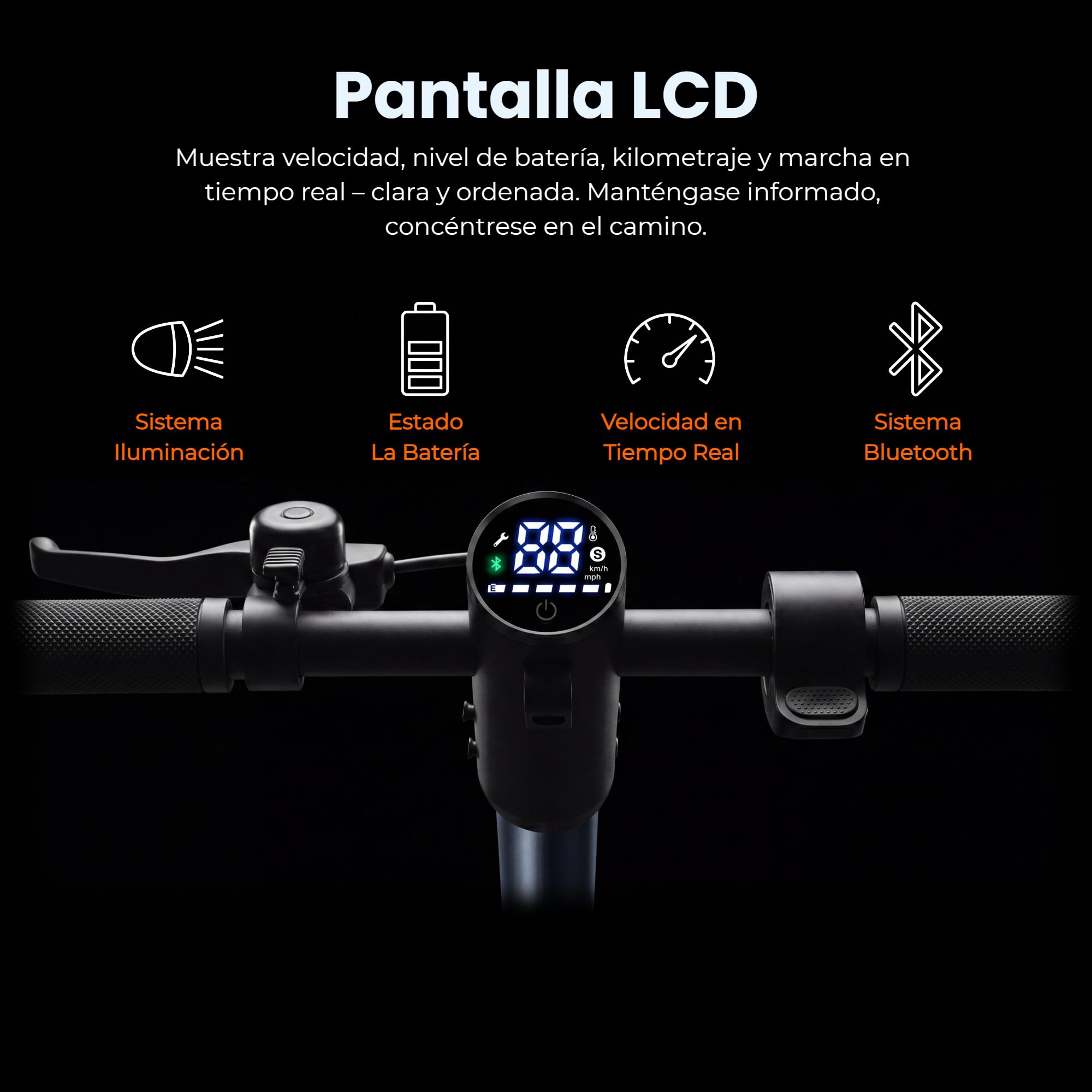 N5 Patinete Eléctrico con Tracción Trasera Neumáticos Tubeless 10" | Motor 350W, 25 Km Autonomía, Pendiente 18%, Sistema TCS, Sistema BMS, Frenos Duales, Estructura ligera, Plegable, IPX4
