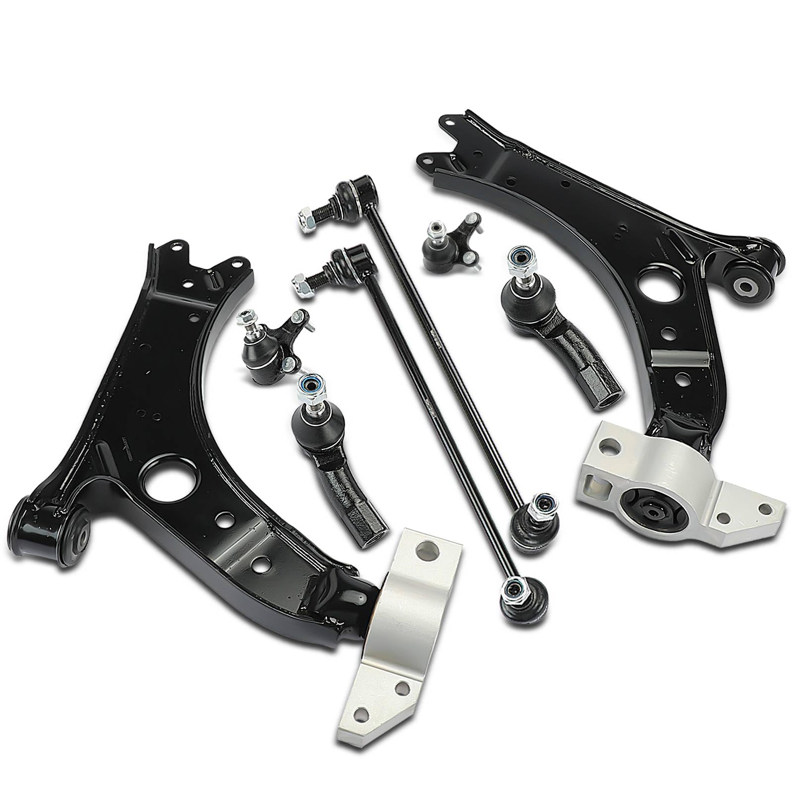 Frankberg Juego de brazos de control enlace estabilizador 8 piezas | 1K0407151AA; Compatible con: Altea XL 5P5 5P8, T.o.u.r.a.n 1T1 1T2, Golf VI Cabriolet 517, Golf Plus 521 5M1