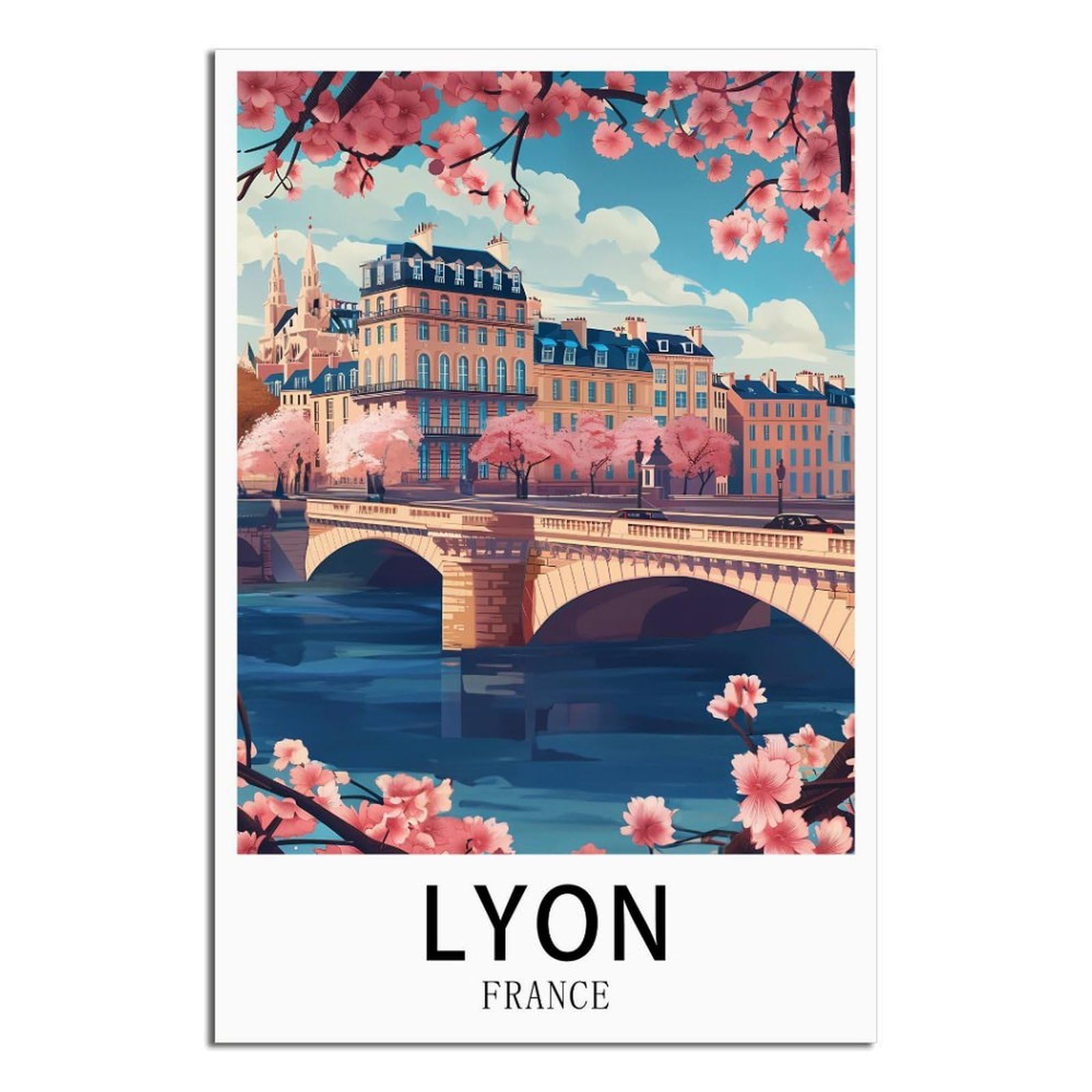 EZMLFA 5D Diamond Painting Kits for Adults,Lyon France,DIY Full Round Drill Diamond Dot Gem Art Kits for Adults,Crafts for Decor 50x60cm