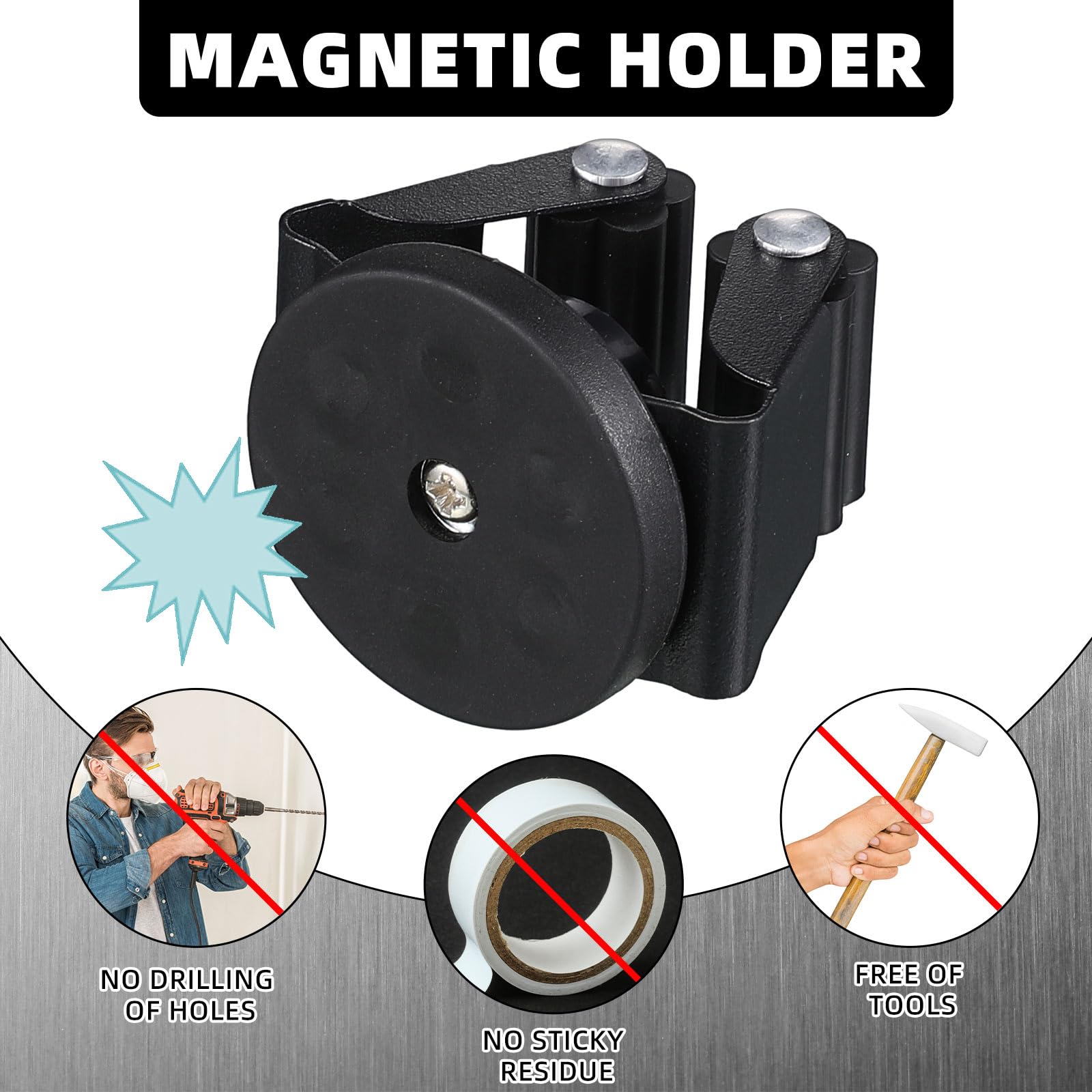 Magnetic Broom Holder - Wall Mounted Storage -4