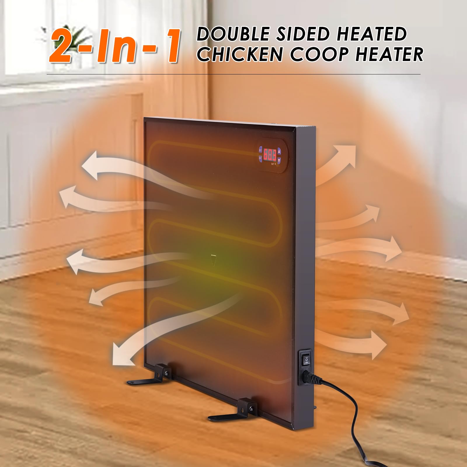 Ogrzewanie kurników na zimę, 2 x 100 W, ogrzewanie dla kurcząt, z niezależnym przełącznikiem i kablem sieciowym, dwustronna, energooszczędna płyta grzewcza z termostatem do żelu drobiowego
