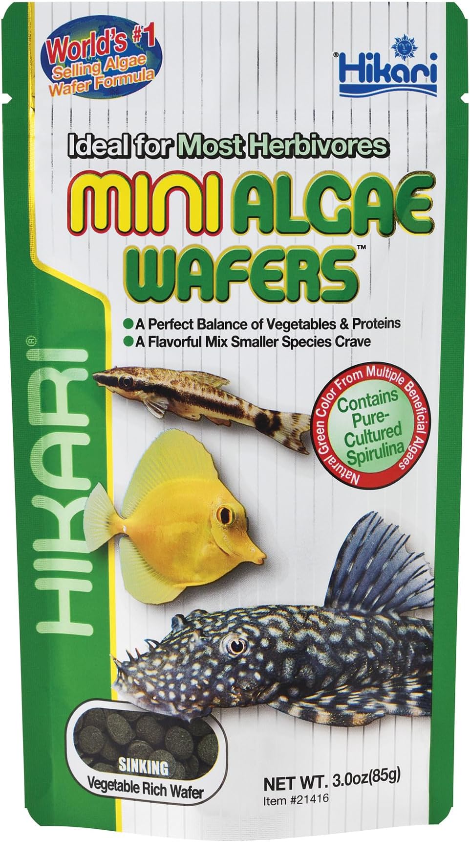 Tropical Mini Algae Wafers Fish Food, 3.0 oz (85g)