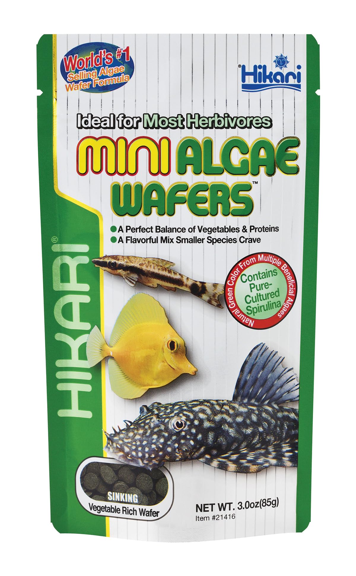 HikariTropical Mini Algae Wafers Fish Food, 3.0 oz (85g)