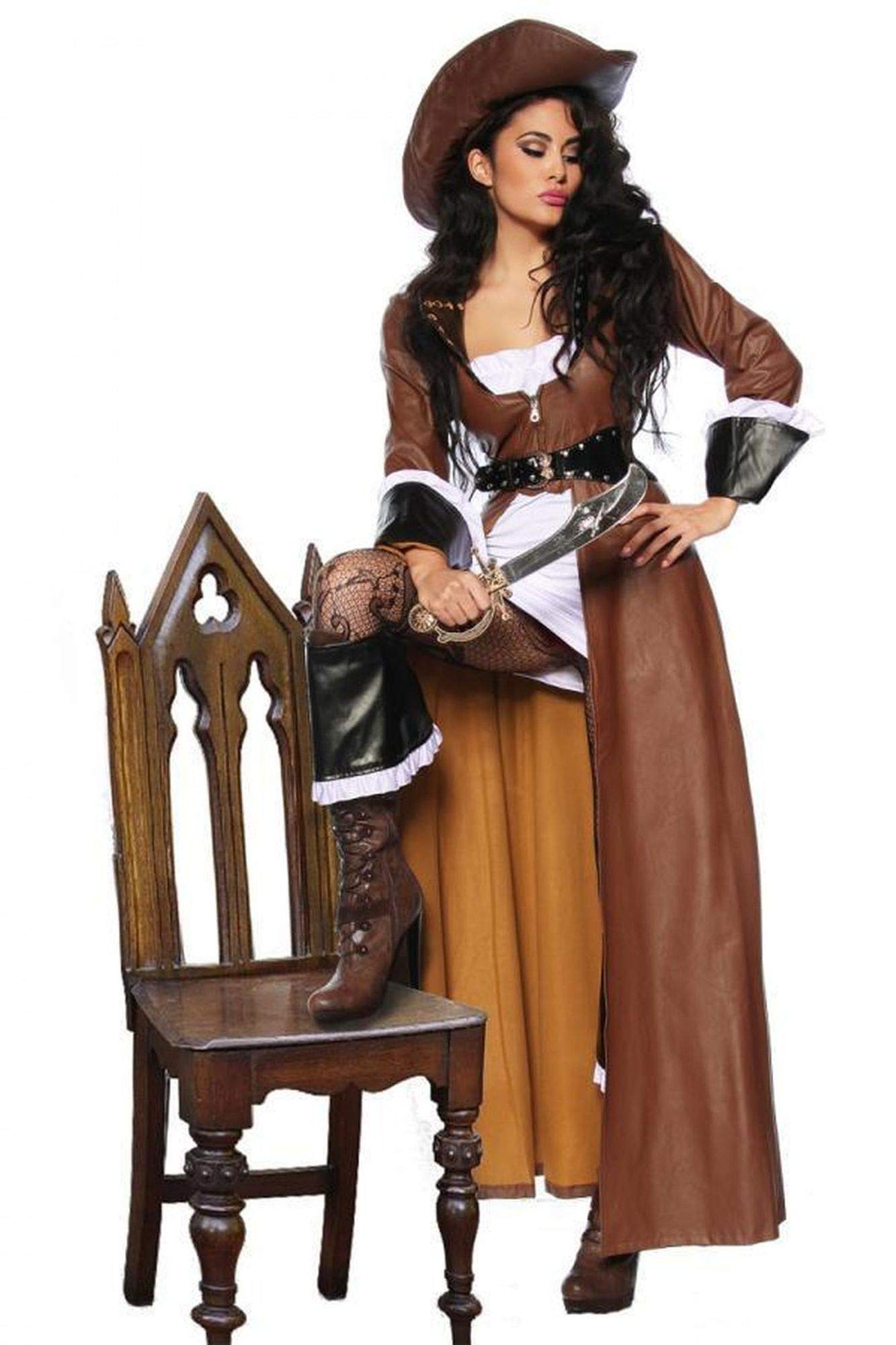 di Ottima qualità 8 TLG Pirati.-Costume Marrone/Bianco/Nero per Halloween, Carnevale, Carnevale, Motto Party