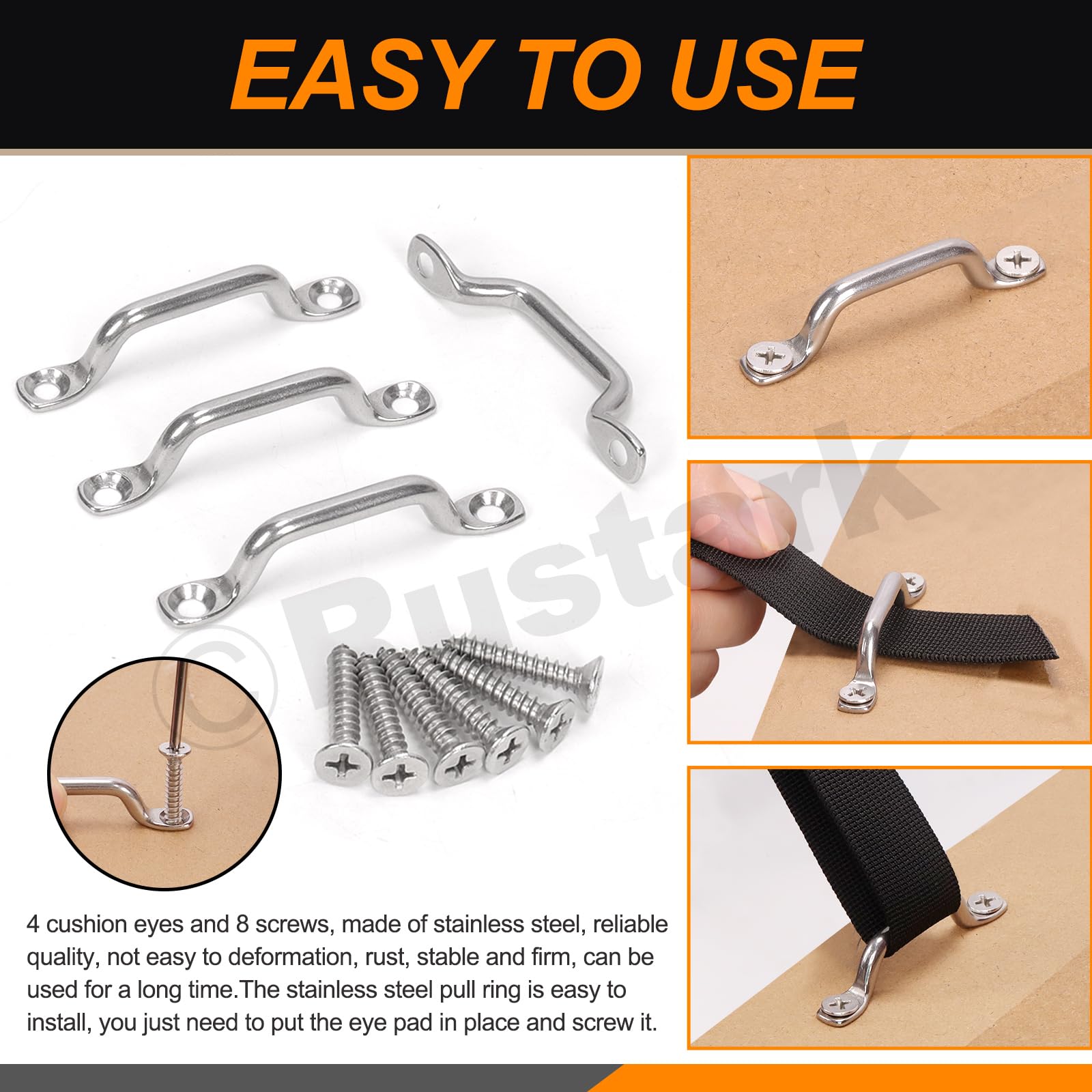 Kit di cinghie di fissaggio per batteria con fibbia a camma in acciaio inox, staffa in acciaio inox e viti per barche, cinture per bagagli, auto
