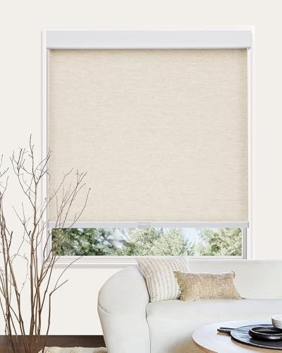 Miniatura 5 de Persianas sin cordones Free-Stop con cenefa, persianas sin cordones de tejido natural, persianas enrollables para oscurecer la habitación para el