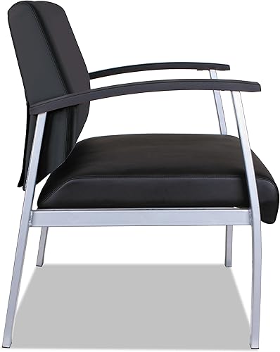Miniatura 5 de Alera Alera metalounge Series silla bariátrica para invitados, 30.51 x 26.96 x 33.46 pulgadas, asiento negro, respaldo negro, base plateada