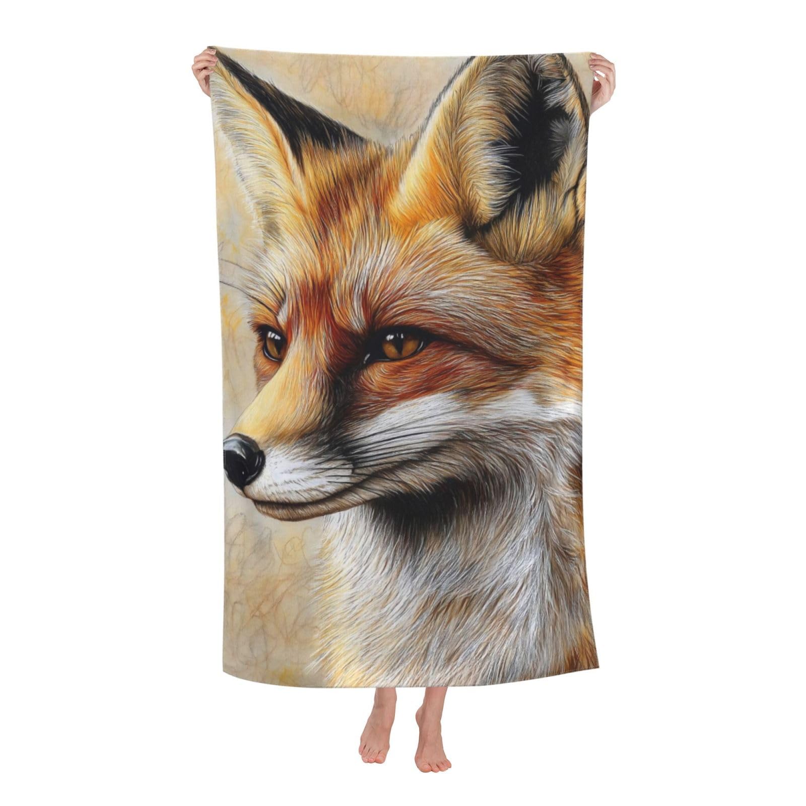 HLBSDM Fox Beach Towel 31inx51in Wildlife Animal Sand Free Microfiber Bath Towel Ultra Soft Quick Dry Pool Towel Absorbent Towel Lightweight Towel for Swimming Bathroom Decor