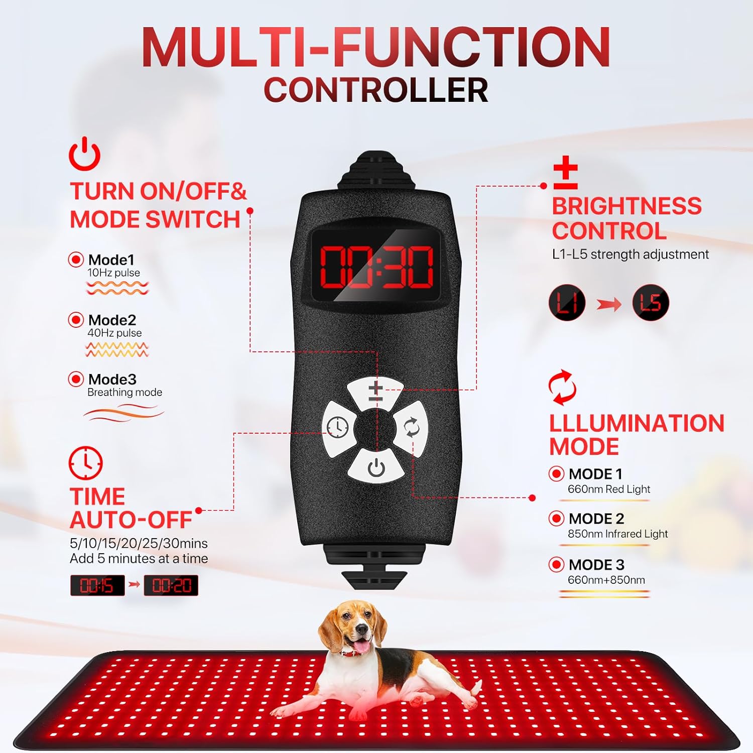 2-in-1 Red Light Therapy for Body and Face, 32" x 12" Oversize Infrared Red Light Therapy Pad for Body with 660nm 850nm Home Infrared Light Therapy for Face Back Shoulder Knee Pain Relief Skin Health - Image 5