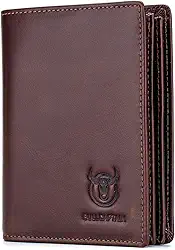 Carteira dupla de couro genuíno de grande capacidade/porta-cartão de crédito para homens com 15 compartimentos para cartão QB-027