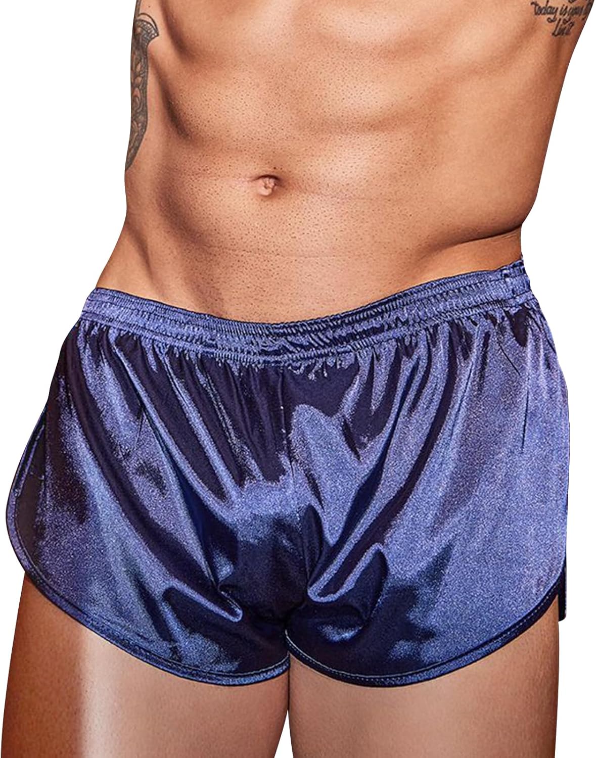 Mens C-string Satin Boxers Sexy Underwear Split Side Silk Boxer Shorts Night Pajama Bottoms - Image 7