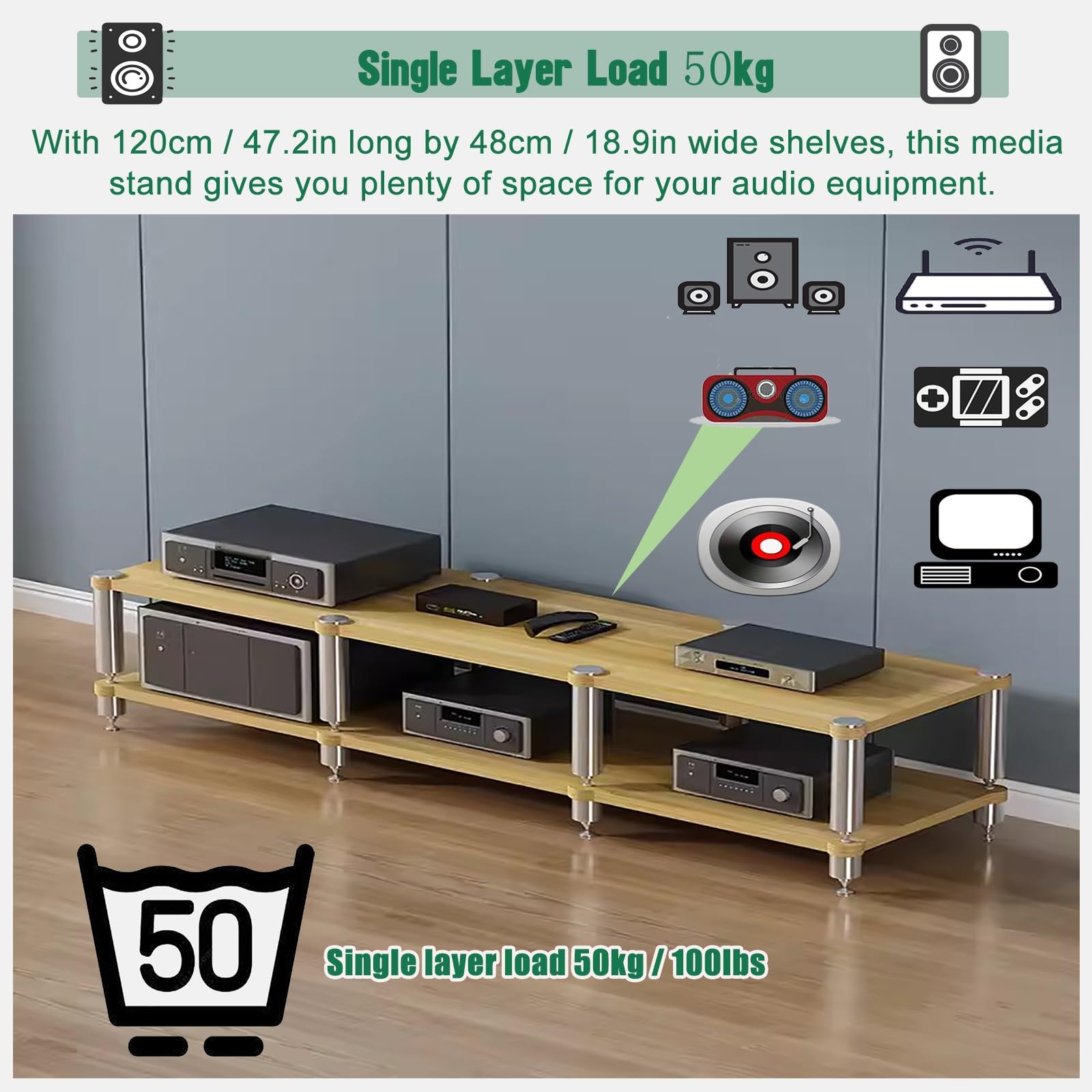 HighPerformanceRack per Home Theater ovisual Conent Cabinet/MaStand nizer Shelf per dispositivi o (120 x 48 x 84 cm)
