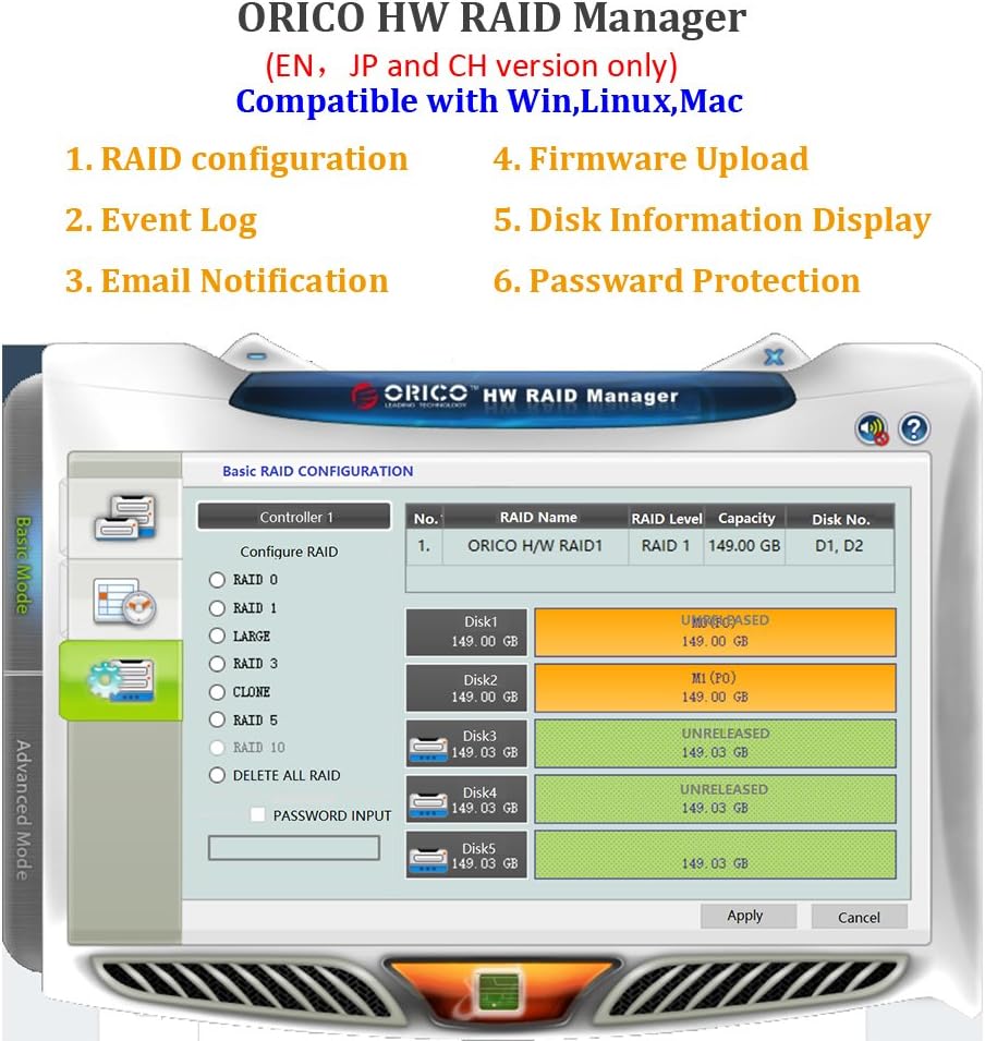 Dimensions of the ORICO 9558RU3 enclosure