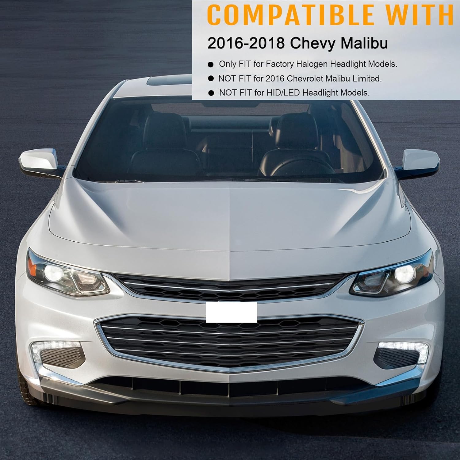 Projector Headlight Assembly Fit for Chevy Malibu 2016-2018,Halogen Headlamp Factory Style Replacement Driver Passenger Side GM2502426 GM2503426