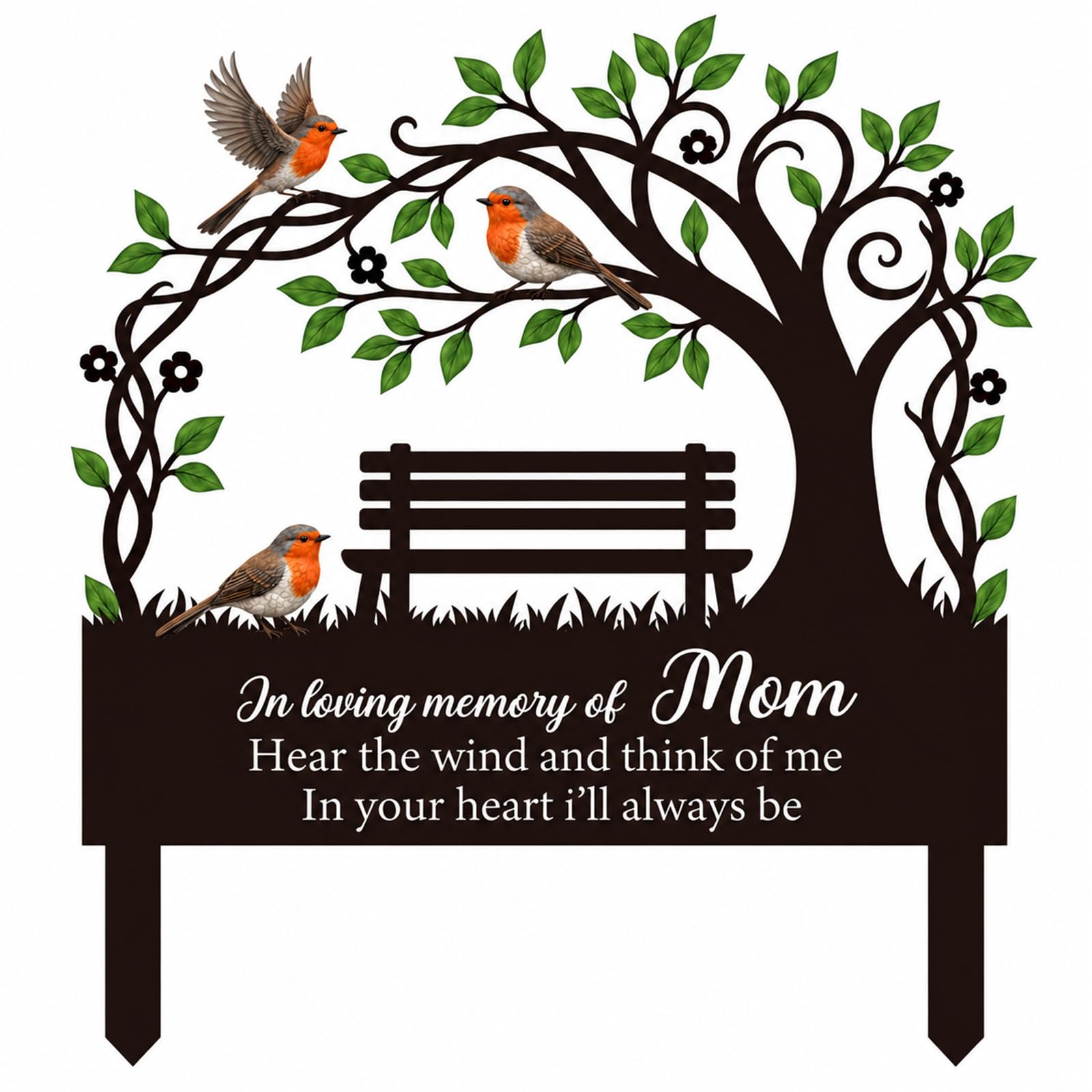 Robin Memorial Plaques, Mom Acrylic Garden Stakes Decorative