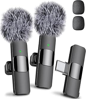 Mini Mic Pro Wireless Lavalier Microphone for iPhone, iPad, Android, Video Recording, Crystal Clear Recording with USB-C for Podcast, ASMR, 2-Pack