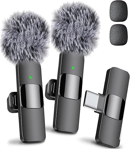 Mini Mic Pro Micrófono inalámbrico para iPhone, iPad, Android, micrófono Lavalier para grabación de video, paquete de 2 micrófonos para iPhone,