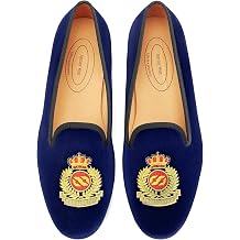 الرجال & # x27 ؛ s Vintage Velvet Embroidery Noble Loafer Men Shoes Slip-on Loafer Smoking Slipper US 7