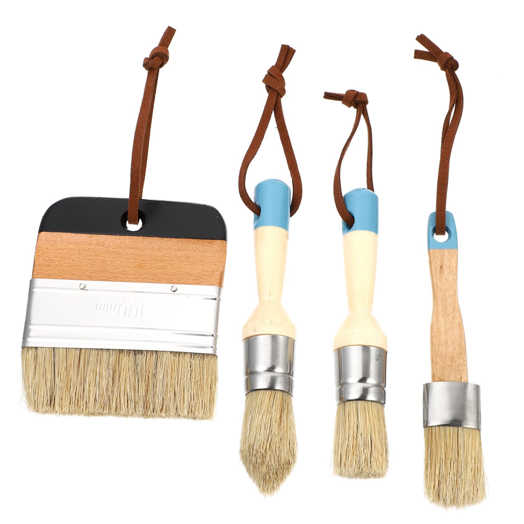MAGICLULU 4piezas Pinceles De Cerdas Naturales para Pintar y Encerar Muebles Mango De Madera Cómodo Herramienta Versátil para Pintura Acrílica Madera y Decoración del Hogar