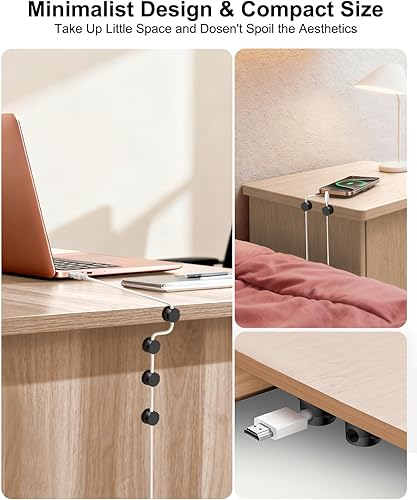 Miniatura 5 de OneLeaf Paquete de 8 clips magnéticos fuertes giratorios de 360 para mesita de noche, soporte de cargador de teléfono con bloqueo 1S, clips