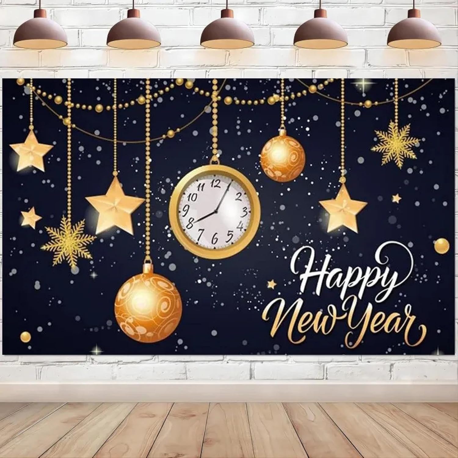 Amazon.com : Happy Year Backdrop Black and Gold Glitter Photography ...
