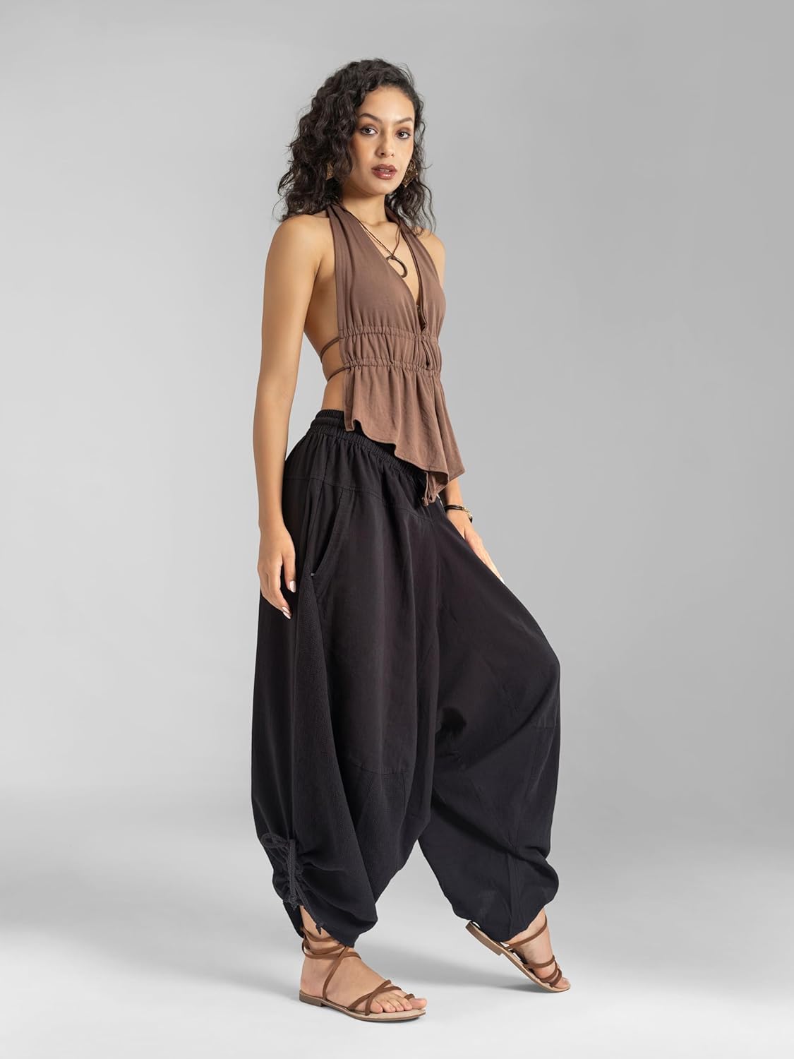 The Veshti Company Women’s Cotton Bali Harem Pants – Relaxed Fit Yoga Lounge – Casual Summer Beach Trousers - Image 5