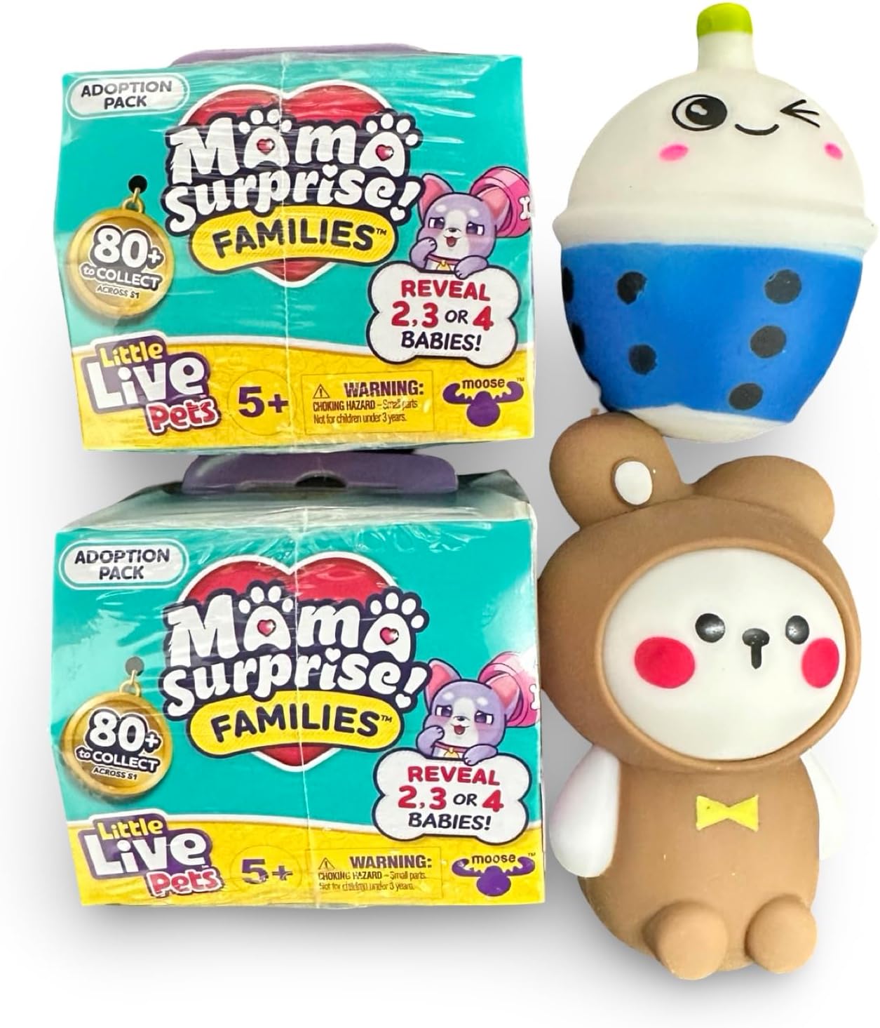 Ultimate Little Live Mama Surprise Bundle: Husky & Maltese Families – 2 Houses, 2 Adoption Crates & Bonus Squishies – 80+ Puppy Reveals – Sibling Gift Set, Ages 5+