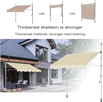Manual Retractable Awning,Folding Manual Awning,Non-Screw,Canopy for Garden,Adjustable Pergola Shade Cover with UV Protection,Ideal for Any Window or Door,Multi-Color (Size : W2m(78.74in))