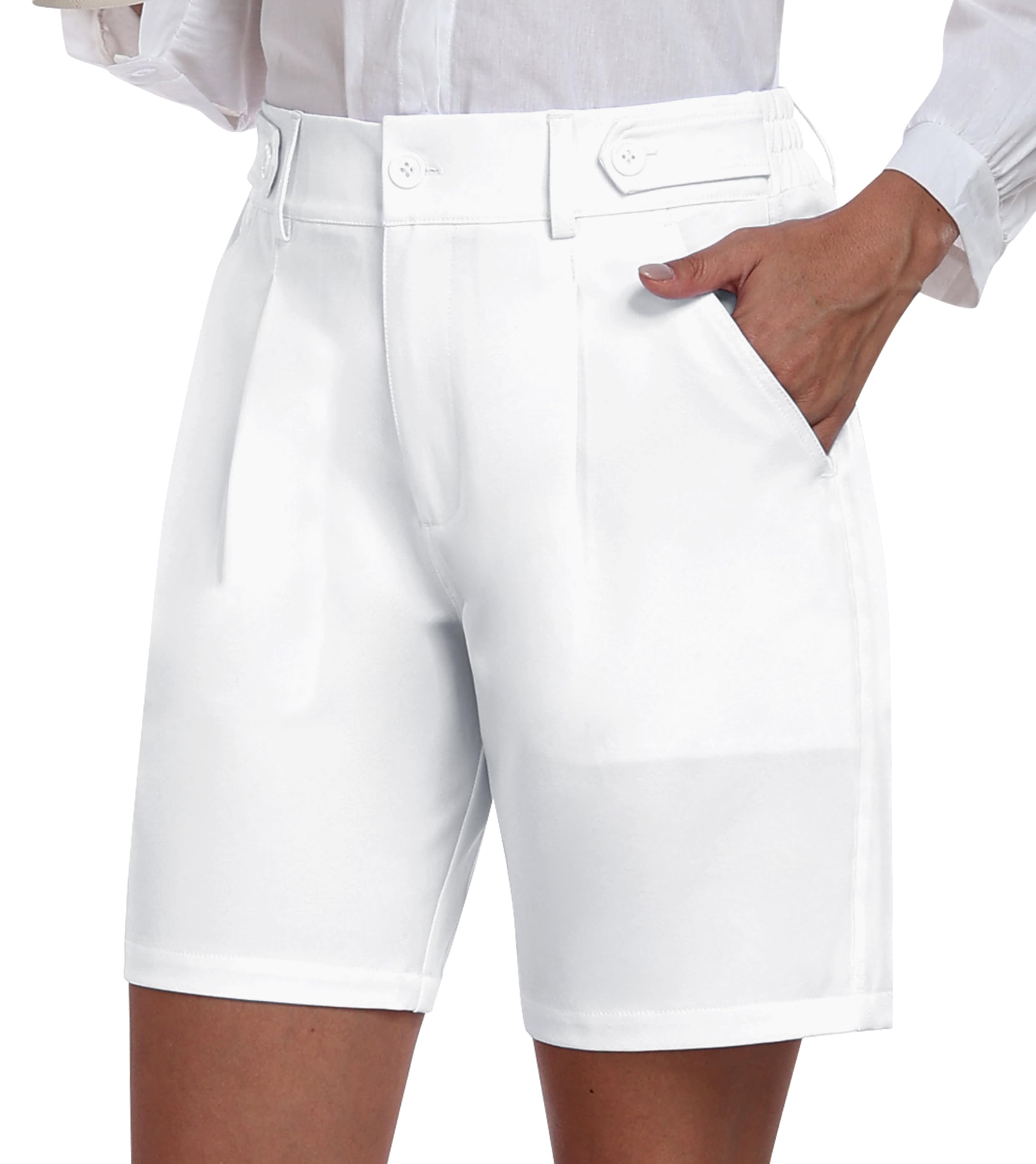 MoFiz Pantaloncini Donna Estivi Shorts Eleganti Lavoro Ufficio Pantaloni Corti Elastico in Vita Shorts Bermuda Casual con 4 Tasche