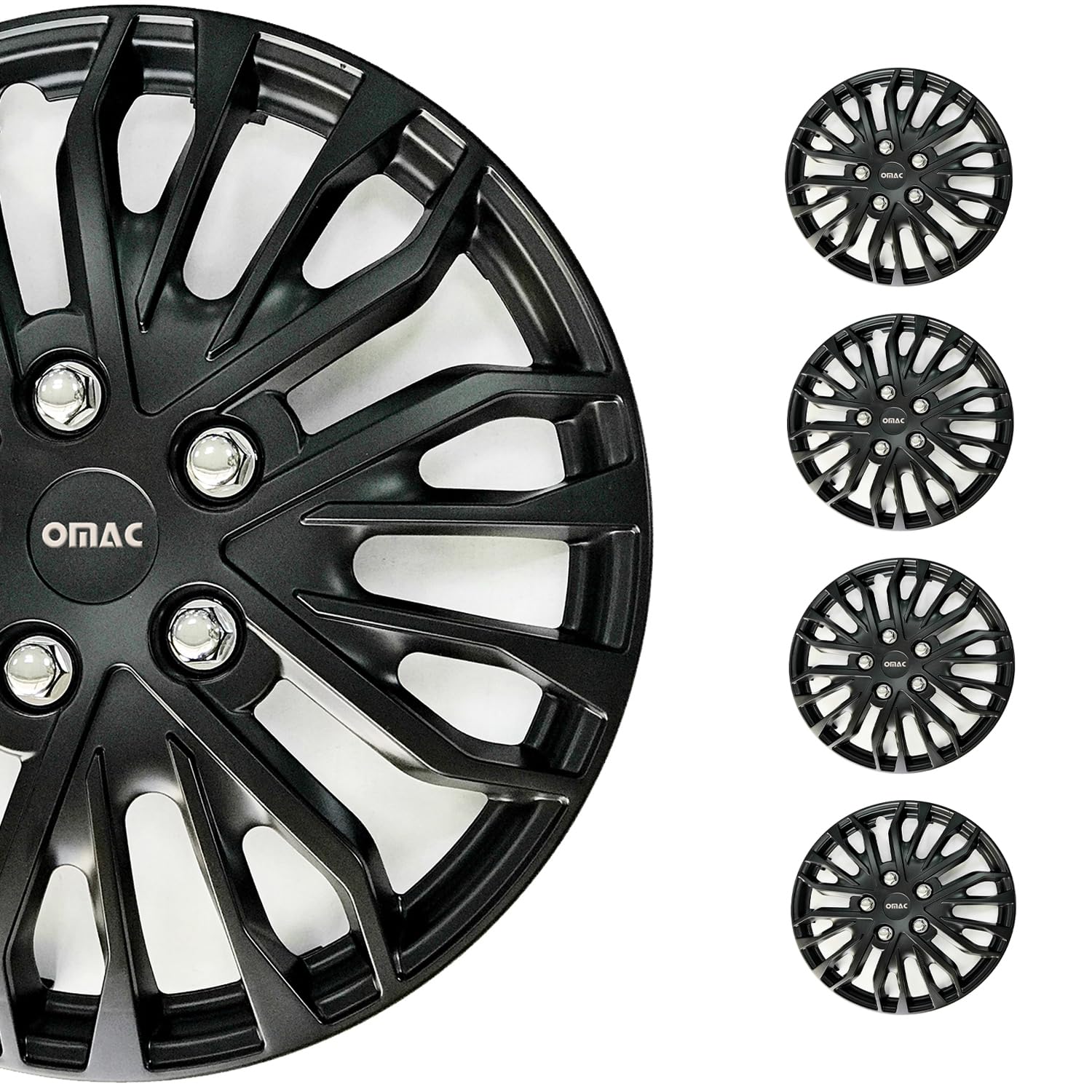 Amazon.com: OMAC Black Hub Caps 14 Inch Set of 4, Tapas para Rines