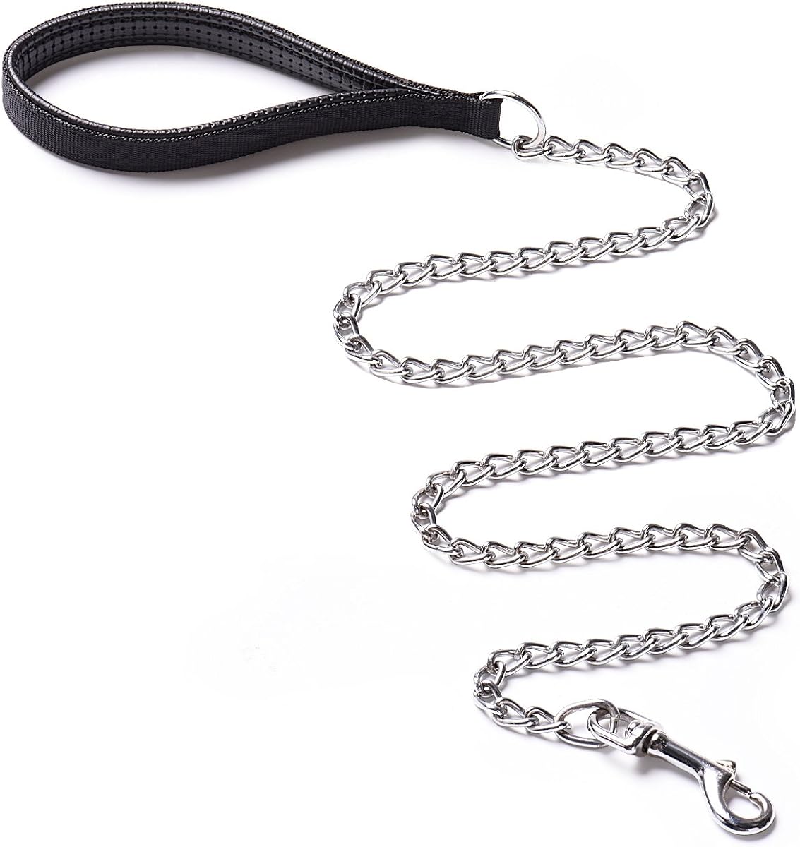 Correa de cadena para perros de alta resistencia, 6 pies x 3,0 mm (25-120 lbs) | Asa acolchada para perros de tamaño grande y mediano