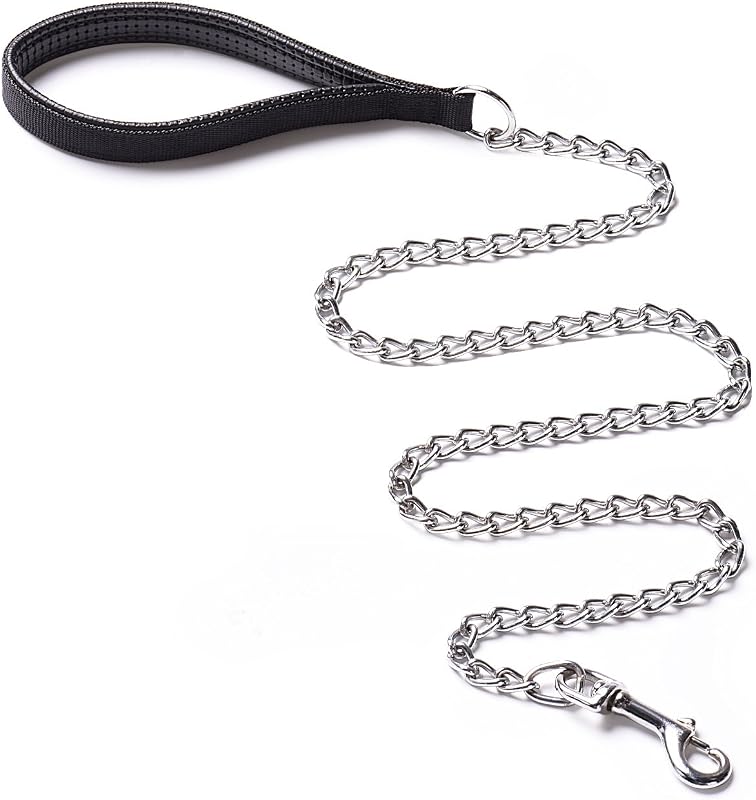 Correa de cadena para perros de alta resistencia, 6 pies x 3,0 mm (25-120 lbs) | Asa acolchada para perros de tamaño grande y mediano