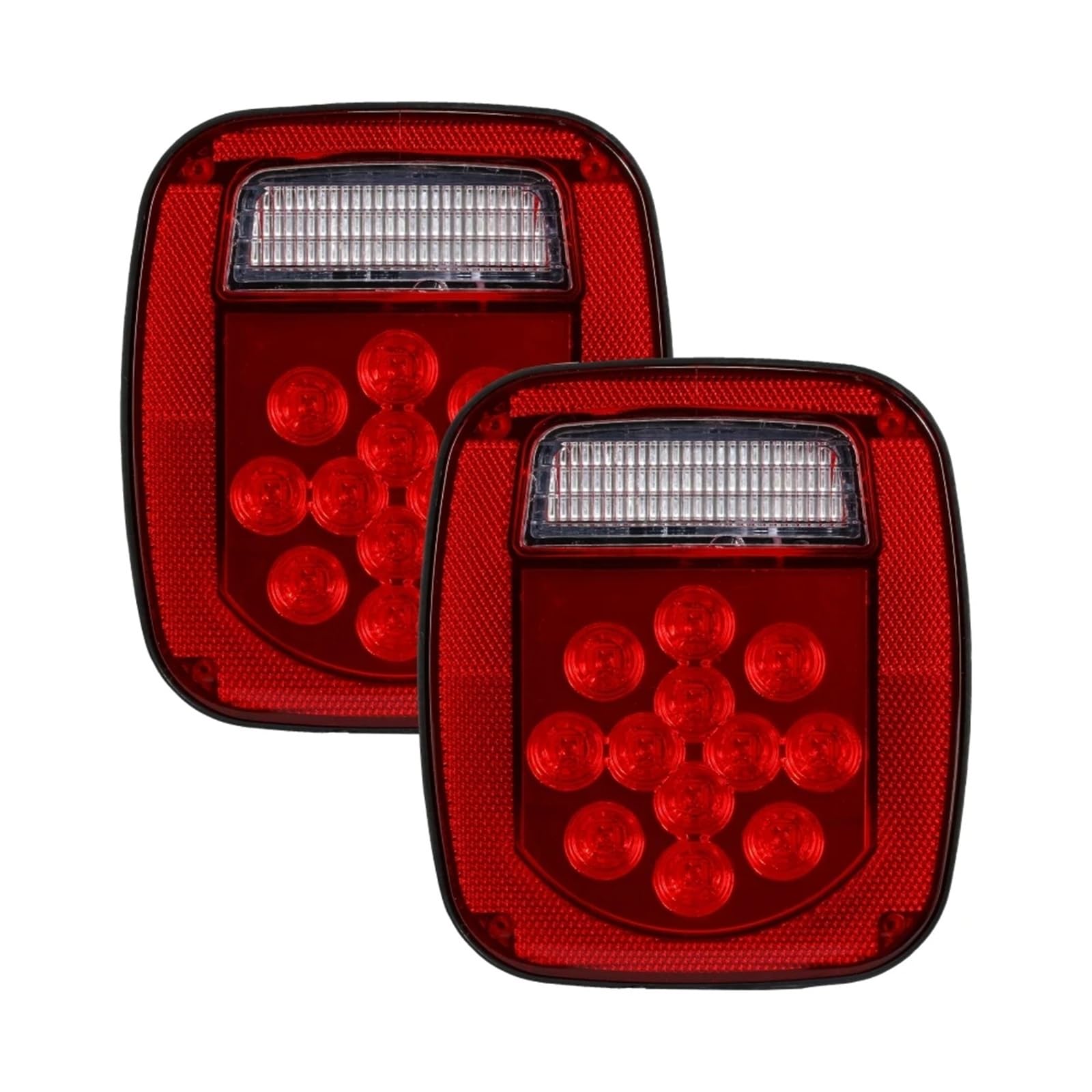 Fari Posteriori Auto Per Jeep Per Wrangler YJ TJ CJ Trailer Van 39LED Camion Luci Posteriori Freno Posteriore Indicatori Direzione Retromarcia Lampada Luce Targa Luci Posteriori(Red Shell)