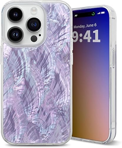 Funda para iPhone 14 Pro Max fabricada con concha marina genuina única, duradera, impresionante hermosa, protección contra caídas, funda estética de