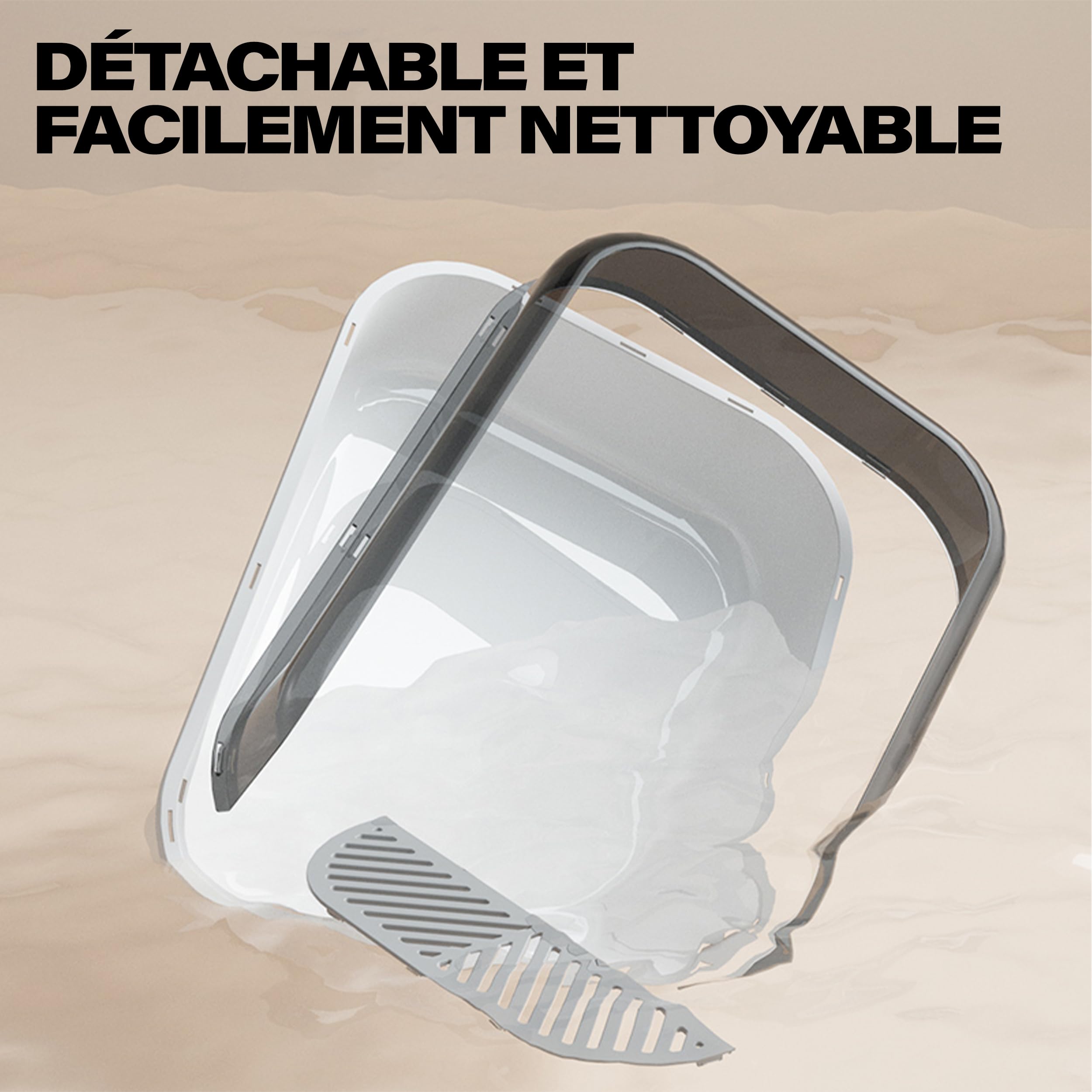 Bac à Litière pour Chat XXL Esthétique 51x35x19 cm I Semi Ouverte - Anti-éclaboussure I Pelle de Nettoyage Inclus (Noir Sidéral)