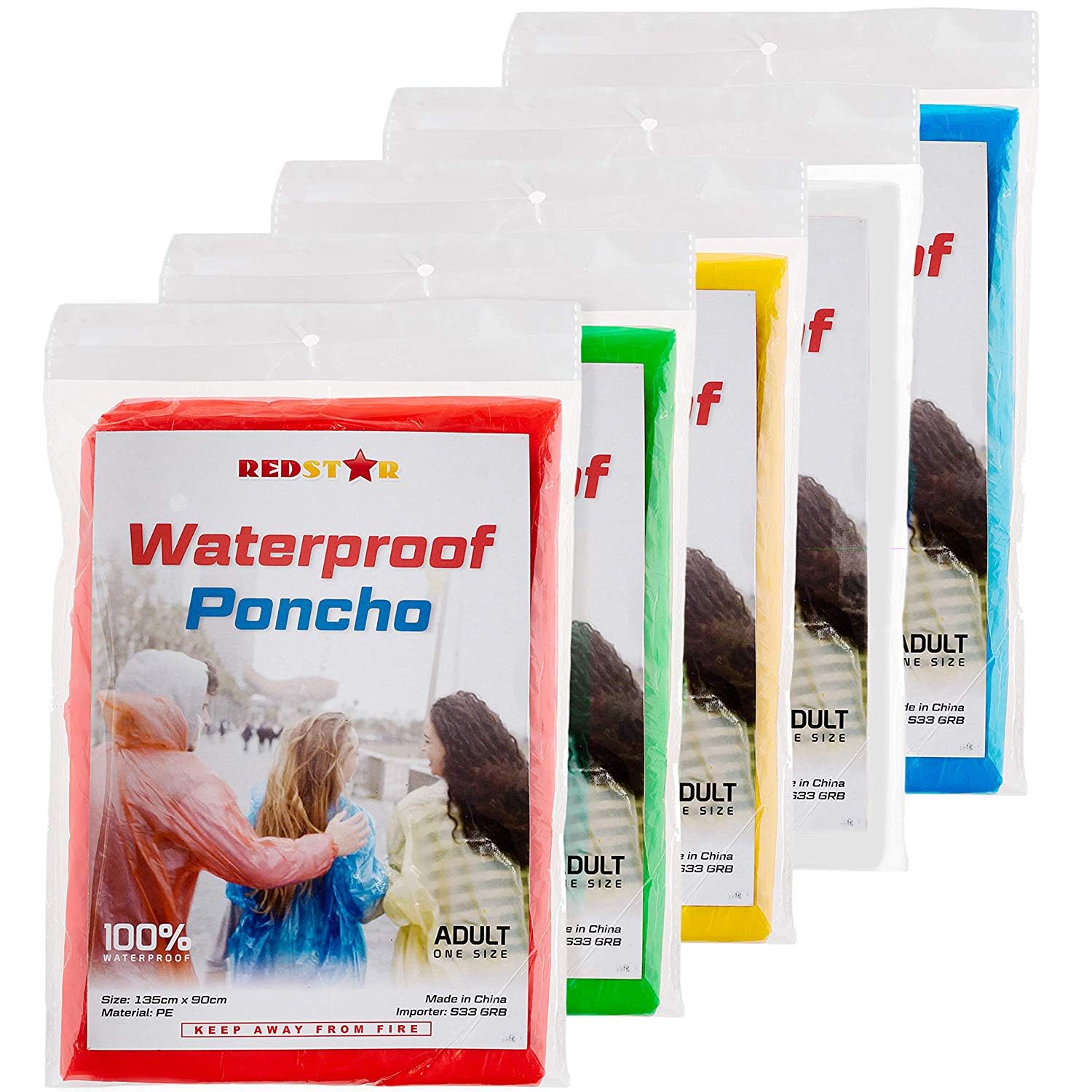 Waterproof Rain Ponchos Family Pack - Disposable Rain Poncho Adult Waterproof Raincoat Women and Men - Emergency Raincoat or Pac a Mac as Camping, Hiking, Travel and Festival Accessories