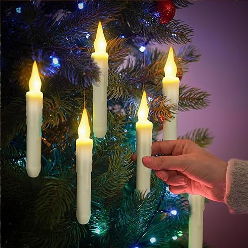 Miniatura 2 de Paquete de 12 velas LED flotantes de decoración navideña con control remoto de varita mágica, velas flotantes colgantes para mago mágico, bruja