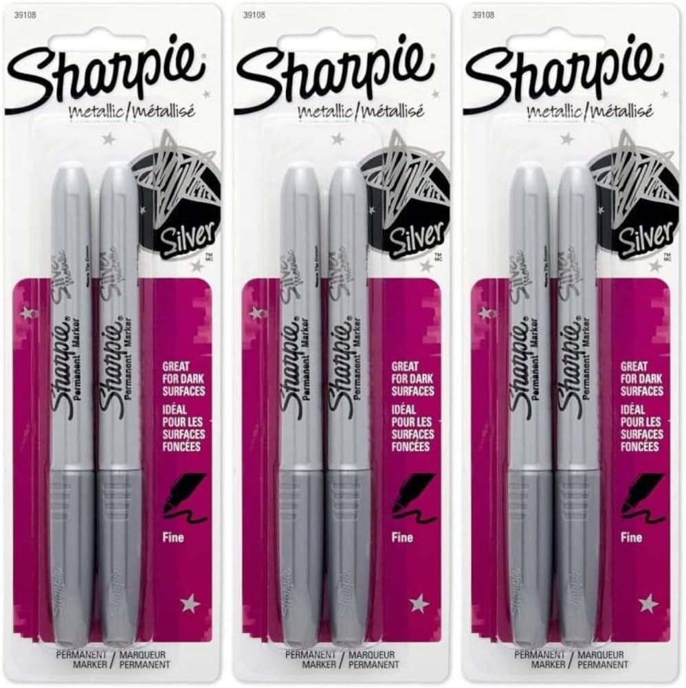 Sharpie Metallic Silver Pen, 2 count per pack -- 3 per case.
