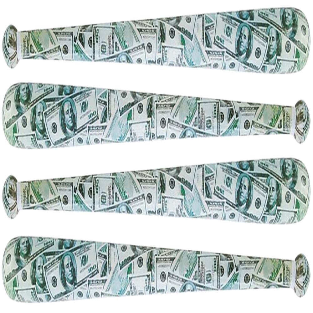ArtCreativity Money Baseball Bat Inflates for Kids, Set of 4, 40 Inch Durable Inflates, Cool Sports Birthday Party Favors, Decorations, and Supplies, Carnival Party Prizes