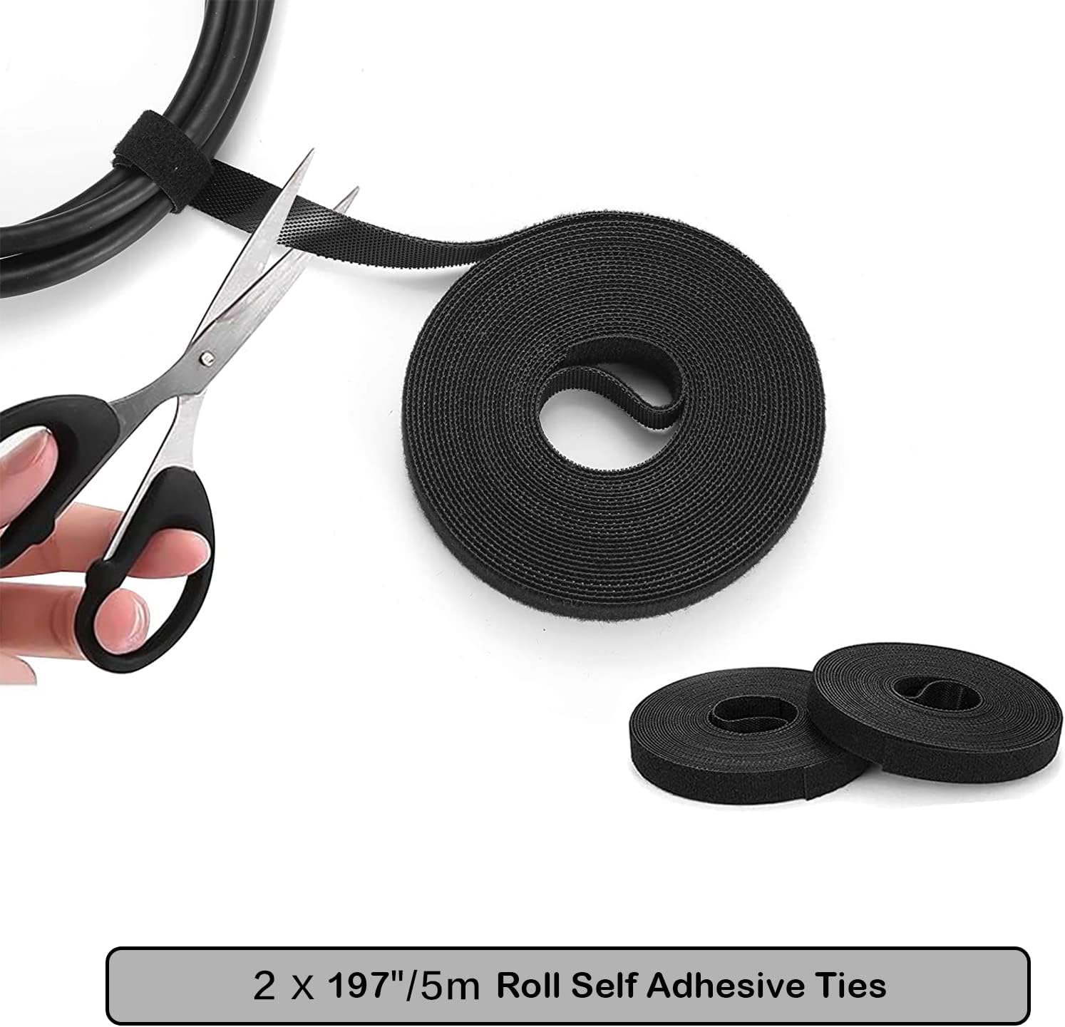 [152 Pcs] Cord Management Organizer Kit, 4 Split Cable Sleeve, 36 Self Adhesive Cable Clips Holder 10 Pcs, 2 Rolls of Self Adhesive Ties, 100 Fastening Zip Cable Ties