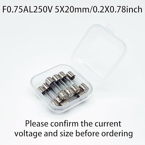 Miniatura 3 de Fusible de soplado rápido F0.75AL250V 0.197x0.787 in Paquete de 10 fusibles de vidrio 0.75A 0.75A 0.75Amp 250V Fusibles de vidrio 0.2x0.78 pulgadas