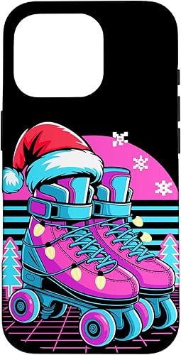 Vista 20 de Christmas Synthwave Rollerskate Rollerskater Rollerskating Case for iPhone 16