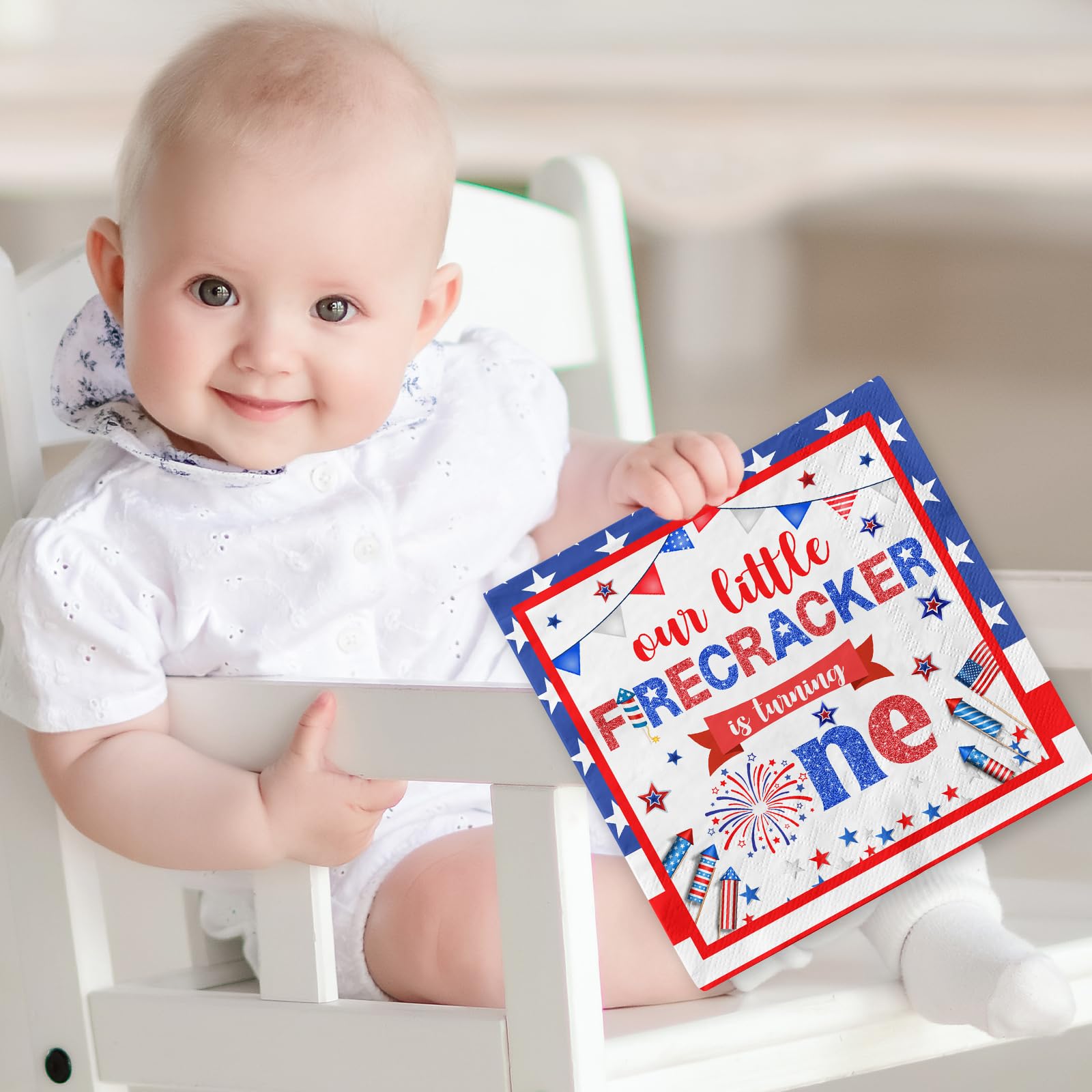 Little Firecracker Cake Topper For 1st Birthday & 4th Of July Parties | Handmade Patriotic Decor For Gender Reveal & Baby Showers - View #11